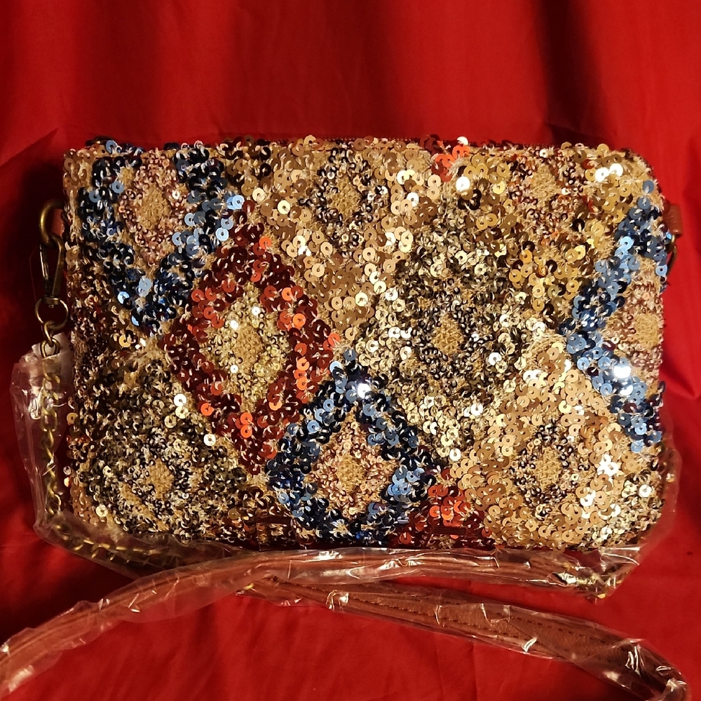 Glamorous Sequin Patterned Clutch, NWT - Picture 1 of 7